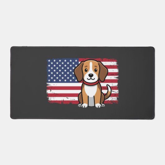 アメリカ国旗の犬 愛国的なベクター デスクマット (正面)