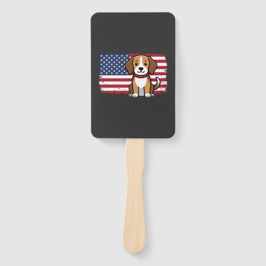 アメリカ国旗の犬 愛国的なベクター ハンドファン (正面)