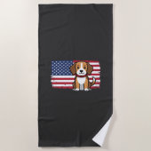 アメリカ国旗の犬 愛国的なベクター ビーチタオル (正面)