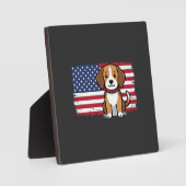 アメリカ国旗の犬 愛国的なベクター フォトプラーク (正面)