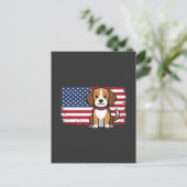 アメリカ国旗の犬 愛国的なベクター ポストカード (スタンド正面)