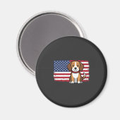 アメリカ国旗の犬 愛国的なベクター マグネット (正面/裏面)