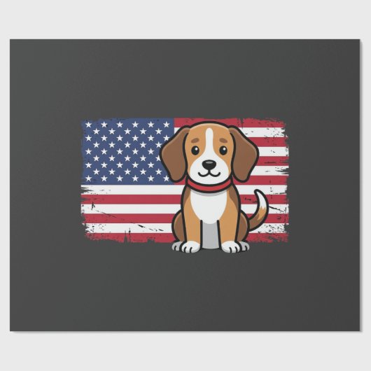 アメリカ国旗の犬 愛国的なベクター ラッピングペーパー (フラット)