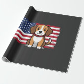 アメリカ国旗の犬 愛国的なベクター ラッピングペーパー (アンロールド)