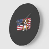 アメリカ国旗の犬 愛国的なベクター ラージ壁時計 (傾斜)