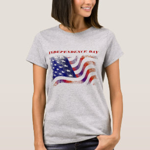 アメリカ国旗の独立記念日ウィメンズ Tシャツ