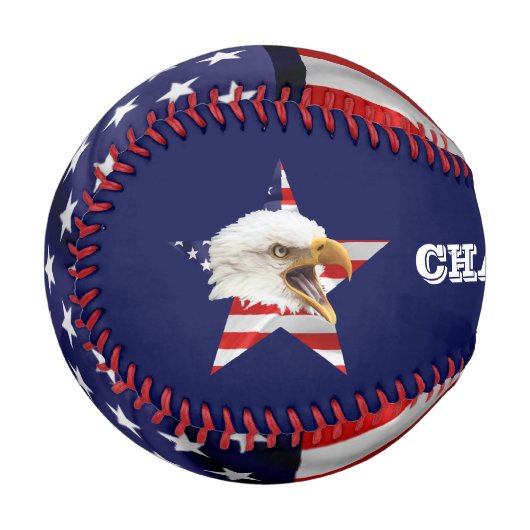 アメリカ国旗の猛威を振るうハゲ・イーグル 野球ボール (正面左)