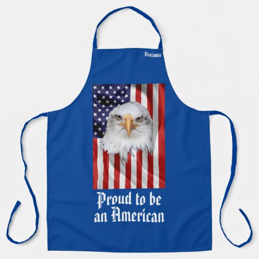 アメリカ国旗の猛威を振るうワシ エプロン (正面)