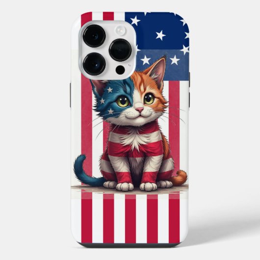 アメリカ国旗の猫 iPhoneケース (裏面)