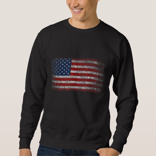 アメリカ国旗の男性7月4日ヴィンテージUSA Fl スウェットシャツ (正面)