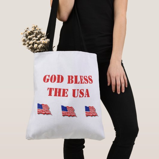 アメリカ国旗の神がアメリカを祝福 トートバッグ (クローズアップ)