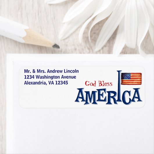 アメリカ国旗の神の祝福アメリカ住所 シール (インサイチュ)
