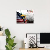 アメリカ国旗の禿げたワシのポスター ポスター (ホームオフィス)