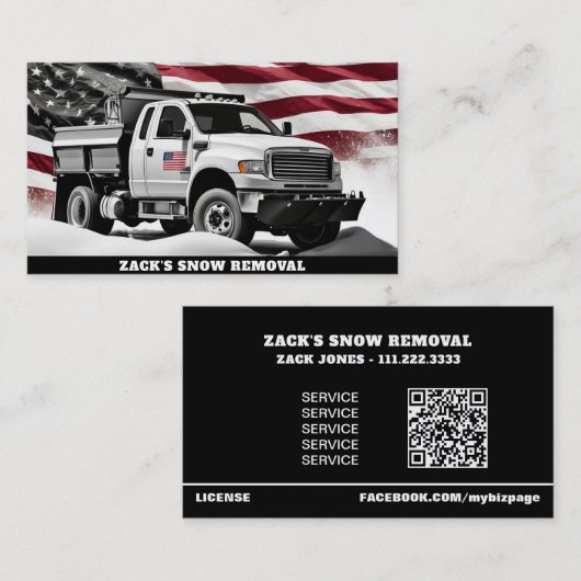 *~*アメリカ国旗の積雪トラックAP74愛国的 名刺 (正面/裏面)