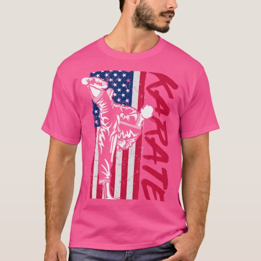 アメリカ国旗の空手 Tシャツ (正面)