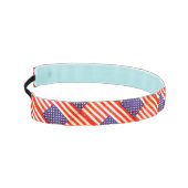 アメリカ国旗の紋章とストライプパターン（の模様が）ある アスレチックヘッドバンド (左)