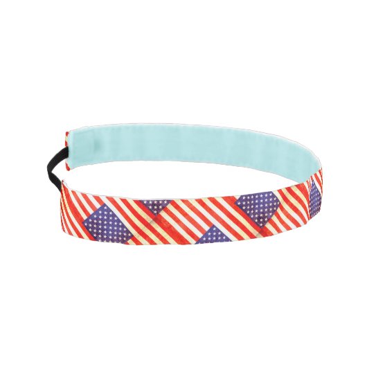 アメリカ国旗の紋章とストライプパターン（の模様が）ある アスレチックヘッドバンド (左)