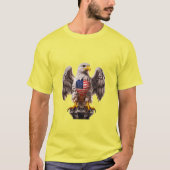 アメリカ国旗の紋章を持つ愛国的なハゲのワシ Tシャツ (正面)