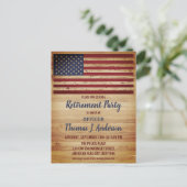 アメリカ国旗の素朴なデザインの軍警察退職記念 インビテーションポストカード (スタンド正面)
