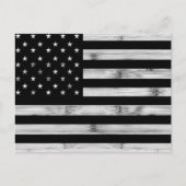 アメリカ国旗の素朴な木製 黒白 愛国 アメリカ ポストカード (正面)