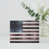 アメリカ国旗の素朴な赤、白、青のスパークル 4th of July ポストカード (スタンド正面)
