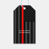 アメリカ国旗の細いパーソナライズされた赤線 ギフトタグ (正面)