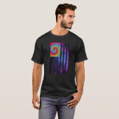 アメリカ国旗の絞り染め銀河系ストライプ Tシャツ (正面フル)