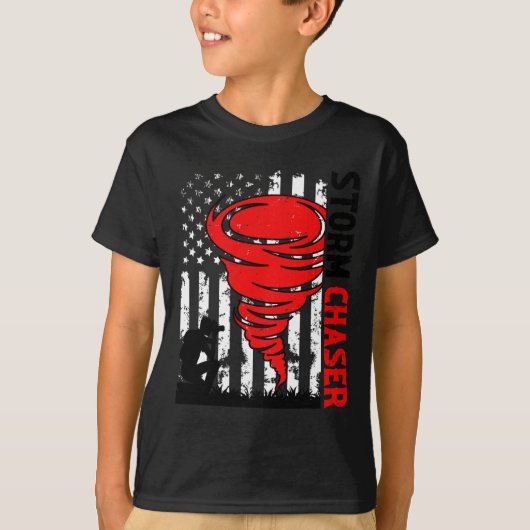 アメリカ国旗の統一された州トルネドストームチェザーO Tシャツ (正面)