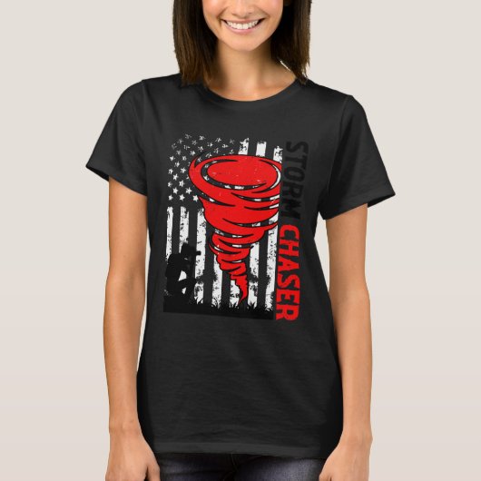 アメリカ国旗の統一された州トルネドストームチェザーO Tシャツ (正面)