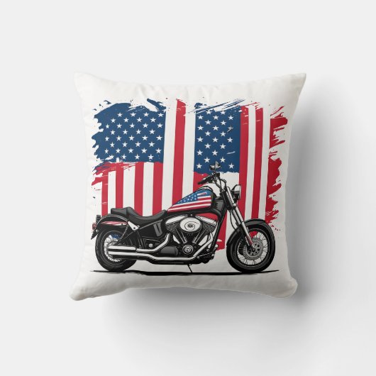 アメリカ国旗の背景を持つバイク クッション (裏面)