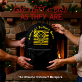 アメリカ国旗の背景を持つバイソン プリントバックパック