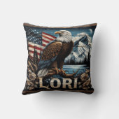 アメリカ国旗の背景を持つワシ クッション (裏面)