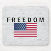 アメリカ国旗の自由文字樺の木 マウスパッド (正面)