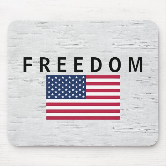 アメリカ国旗の自由文字樺の木 マウスパッド (正面)