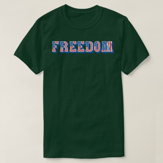 アメリカ国旗の自由文字 Tシャツ (デザイン正面)