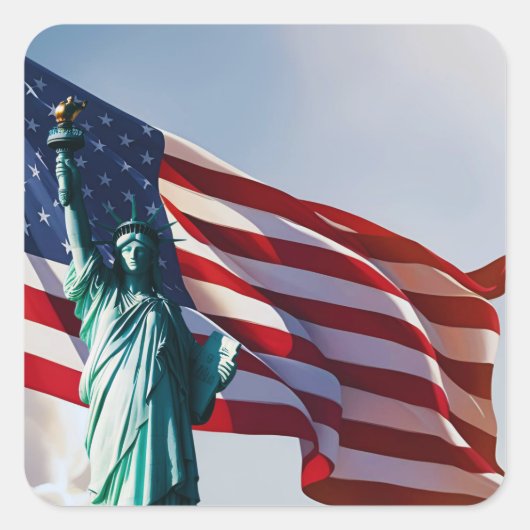 アメリカ国旗の自由 スクエアシール (正面)
