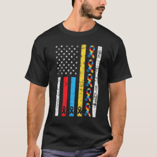 アメリカ国旗の自閉症の親の自閉症の子 Tシャツ