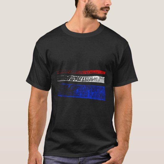 アメリカ国旗の色あせたストライプデザイン Tシャツ (正面)