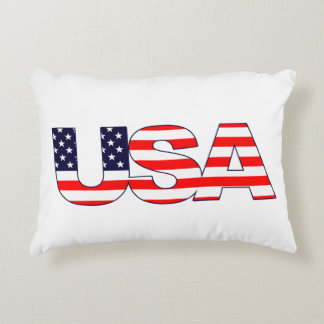 アメリカ国旗の色でアメリカという言葉を愛国的に アクセントクッション