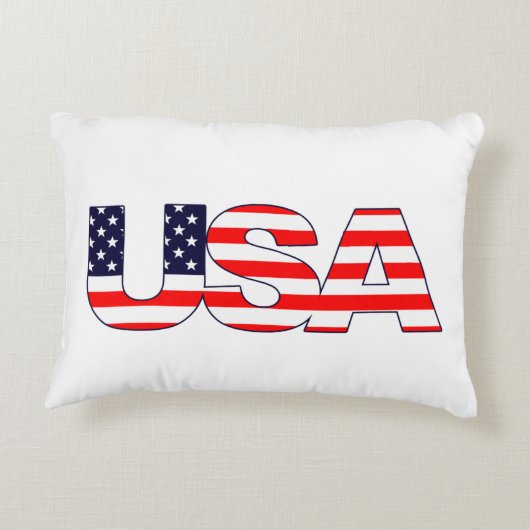 アメリカ国旗の色でアメリカという言葉を愛国的に アクセントクッション (裏面)
