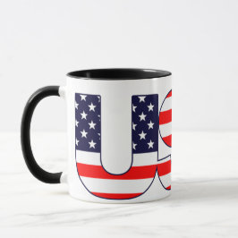 アメリカ国旗の色でアメリカという言葉を愛国的に マグカップ