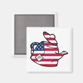 アメリカ国旗の色のティーポット マグネット (正面/裏面)