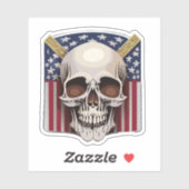 アメリカ国旗の色の絵で飾られたドクロ シール (シート)