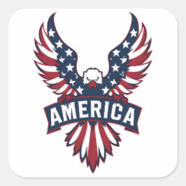 アメリカ国旗の色をしたワシ。 スクエアシール