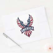 アメリカ国旗の色をしたワシ。 スクエアシール (封筒)