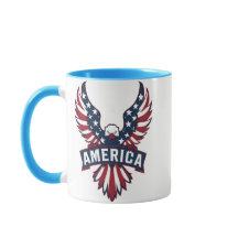 アメリカ国旗の色をしたワシ。