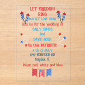 アメリカ国旗の色を使った7月4日の結婚式の招待状 アクリル招待状 (正面)