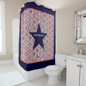 アメリカ国旗の色愛国模様のスター シャワーカーテン (インサイチュ)