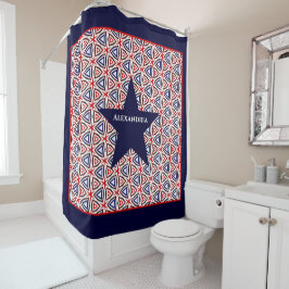 アメリカ国旗の色愛国模様のスター シャワーカーテン