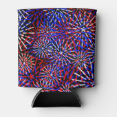 アメリカ国旗の色花火デザイン 缶クーラー (正面)